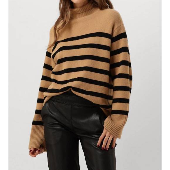 NEW SUNCOO palacio sweater in camel/black - Picture 1 of 4